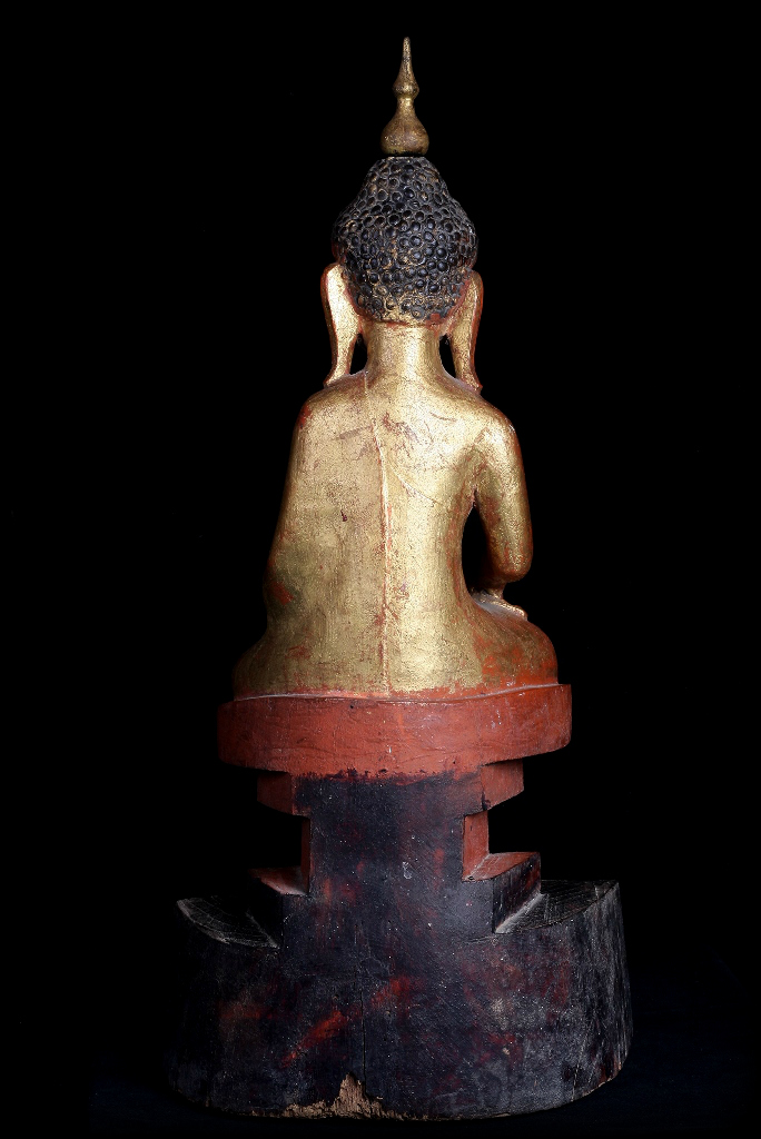 Extremely Rare 19C Wood Burmese Shan Buddha #A041